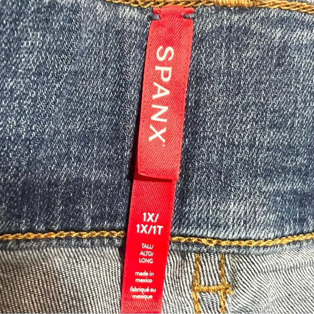 Spanx High Rise Straight Leg Pull On Stretch Jeans Vintage Indigo Womens 1X Tall - Picture 11 of 11